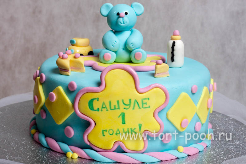 Торт на первый день рождения из мастики своими руками